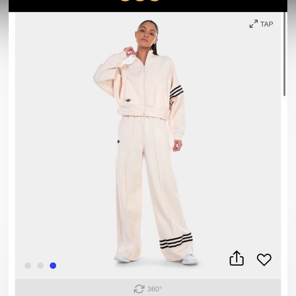 Adidas Women's Cream Track Pants & Jacket Set